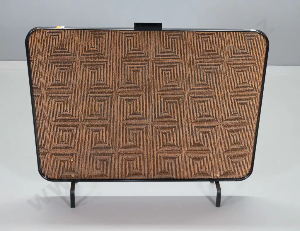 retro metal fire screen with geometric pattern pressed copper panel H-690 W-780 Image 1++