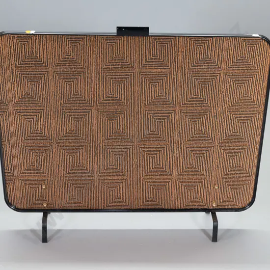 retro metal fire screen with geometric pattern pressed copper panel H-690 W-780
