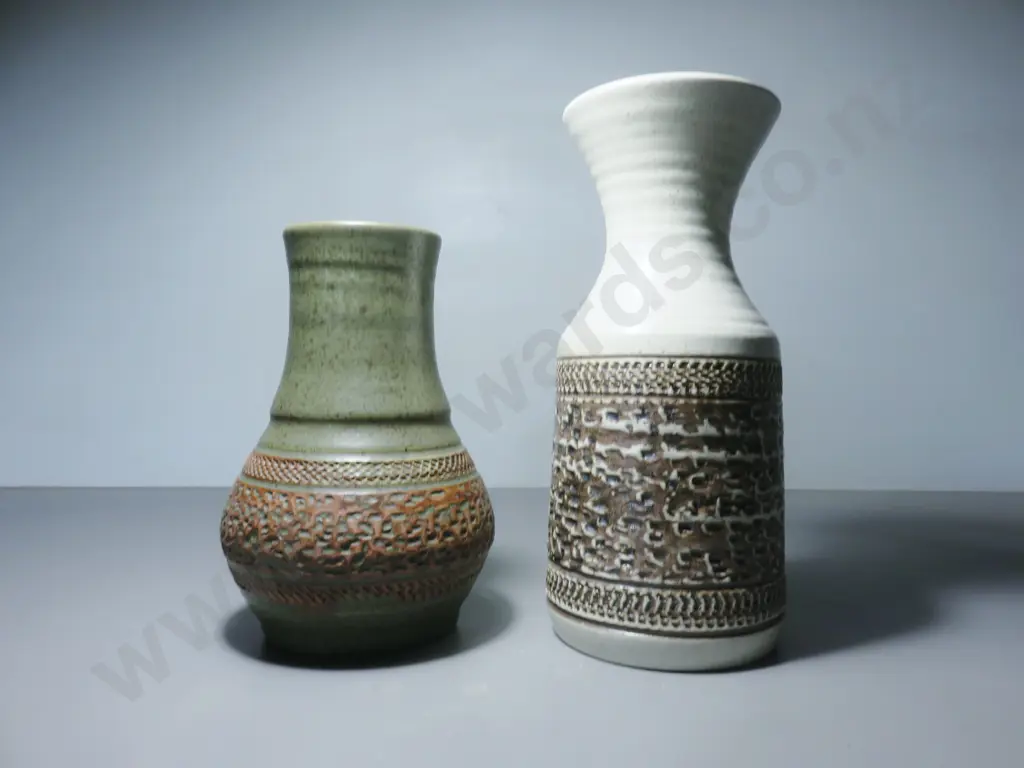 Pair of Purbeck pottery textured Vases Image 1++
