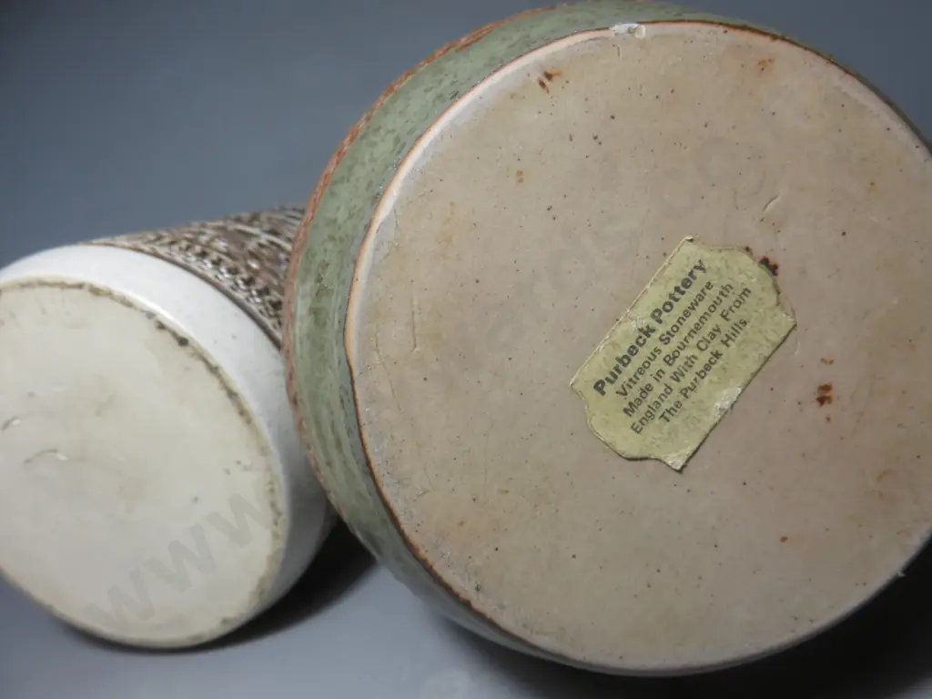 Pair of Purbeck pottery textured Vases Image 1++
