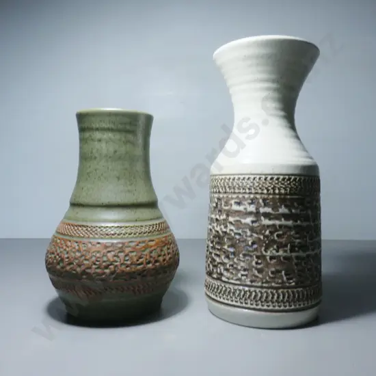 Pair of Purbeck pottery textured Vases
