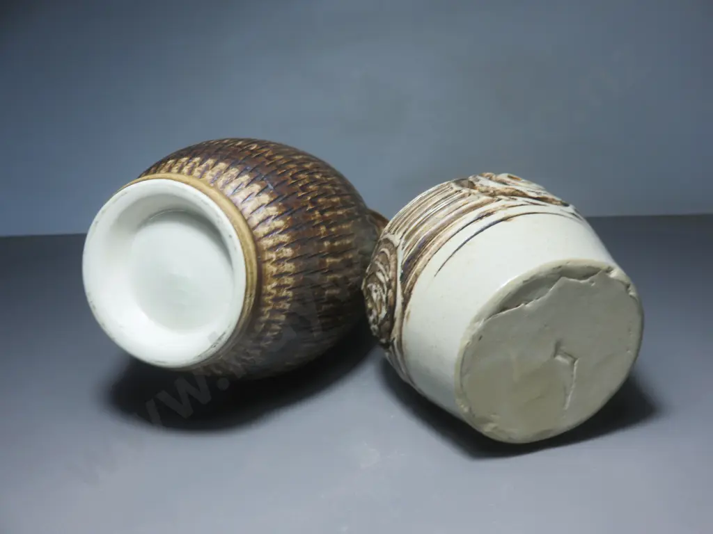 Pair of Purbeck pottery textured Vases Image 1++