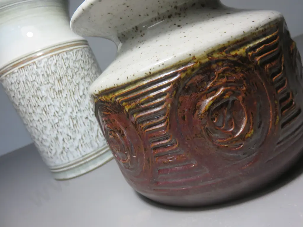 Pair of Purbeck pottery textured Vases Image 1++