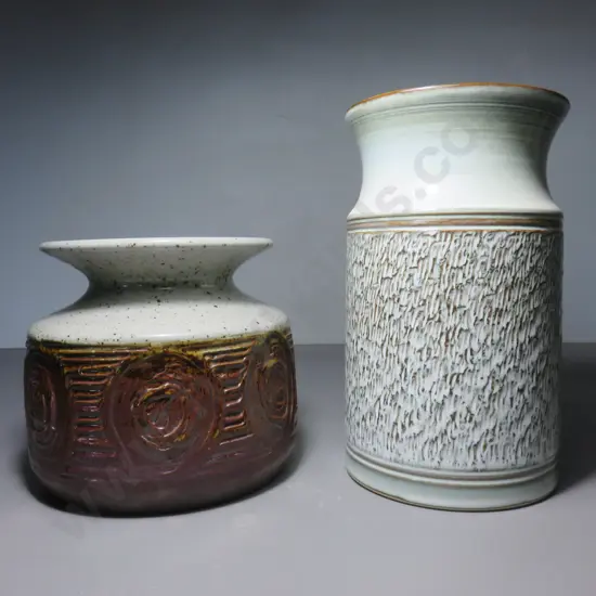 Pair of Purbeck pottery textured Vases