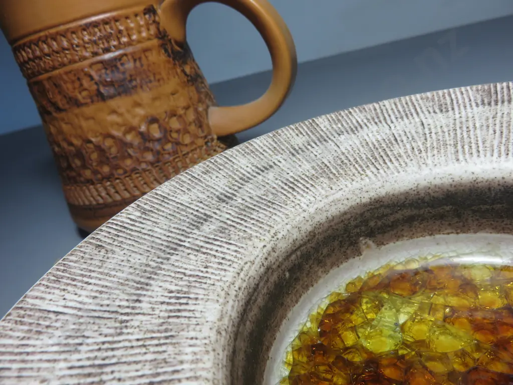 One vase and one Glass frit glazed bowl from Purbeck pottery Image 1++