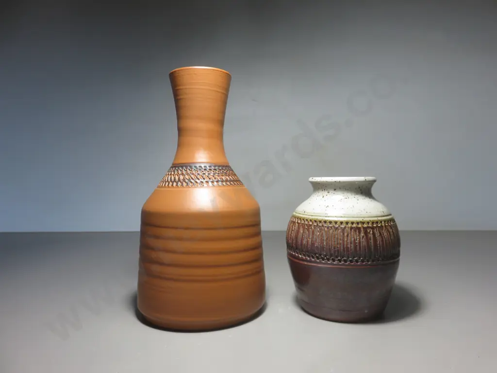Pair of Purbeck pottery textured Vases Image 1++