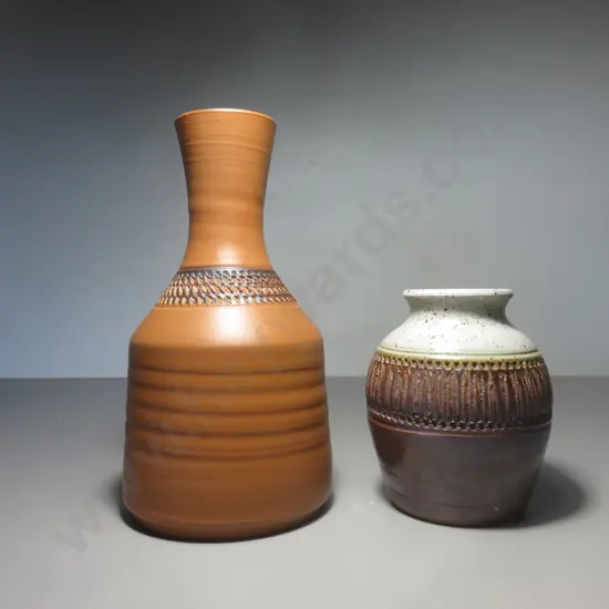 Pair of Purbeck pottery textured Vases