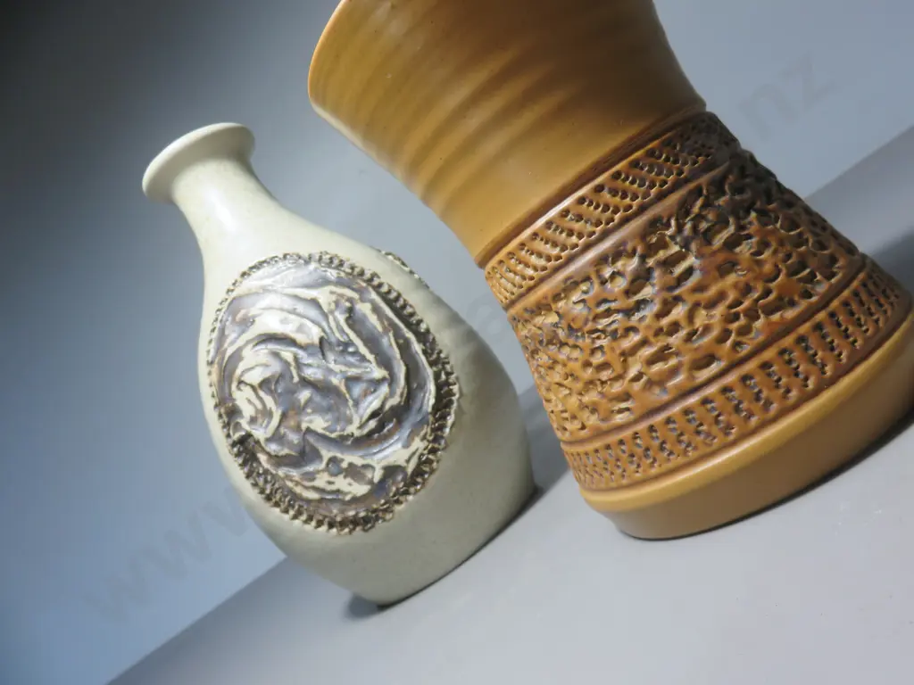 Pair of Purbeck pottery textured Vases Image 1++