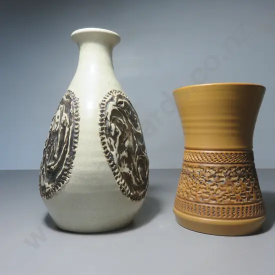 Pair of Purbeck pottery textured Vases