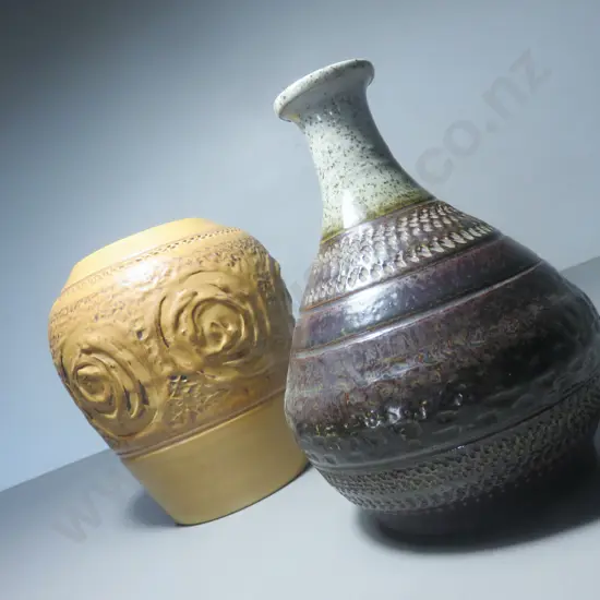 Pair of Purbeck pottery textured Vases