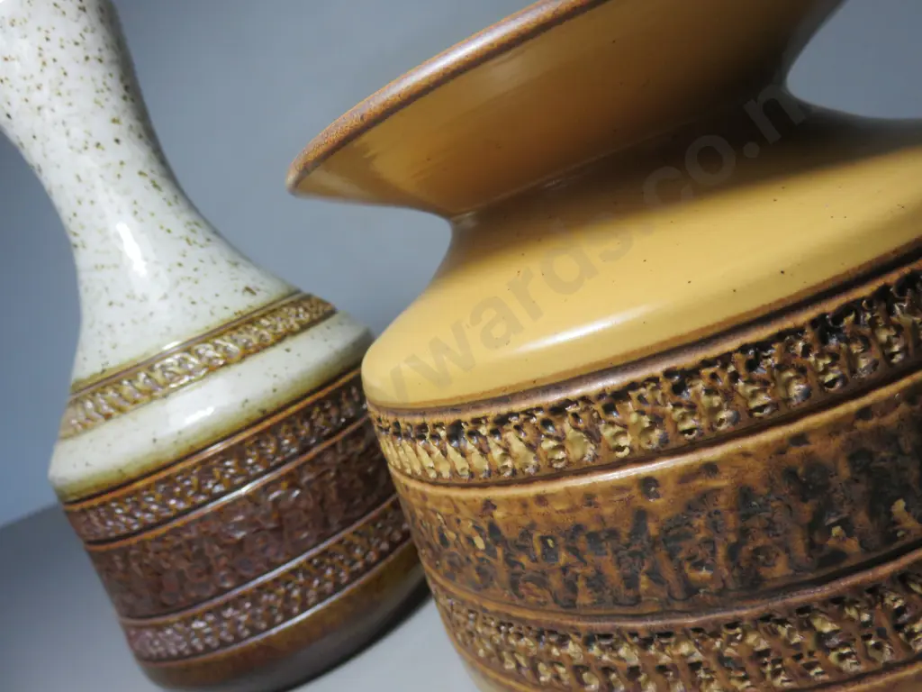 Pair of Purbeck pottery textured Vases Image 1++