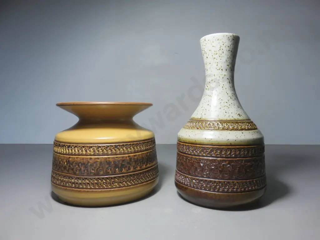 Pair of Purbeck pottery textured Vases Image 1++