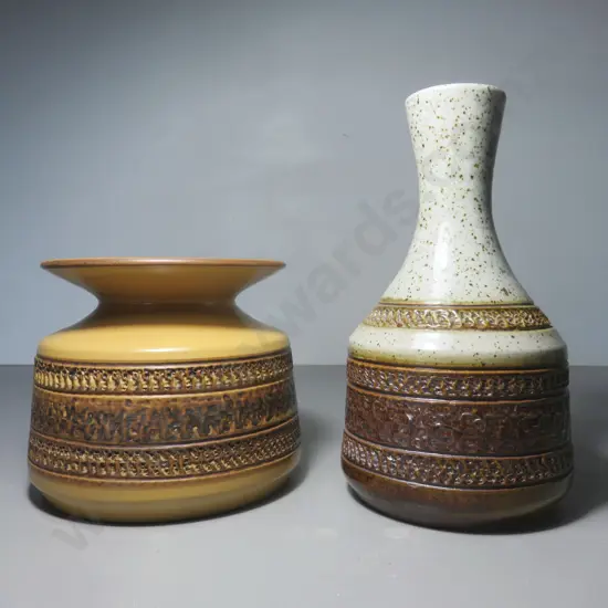Pair of Purbeck pottery textured Vases
