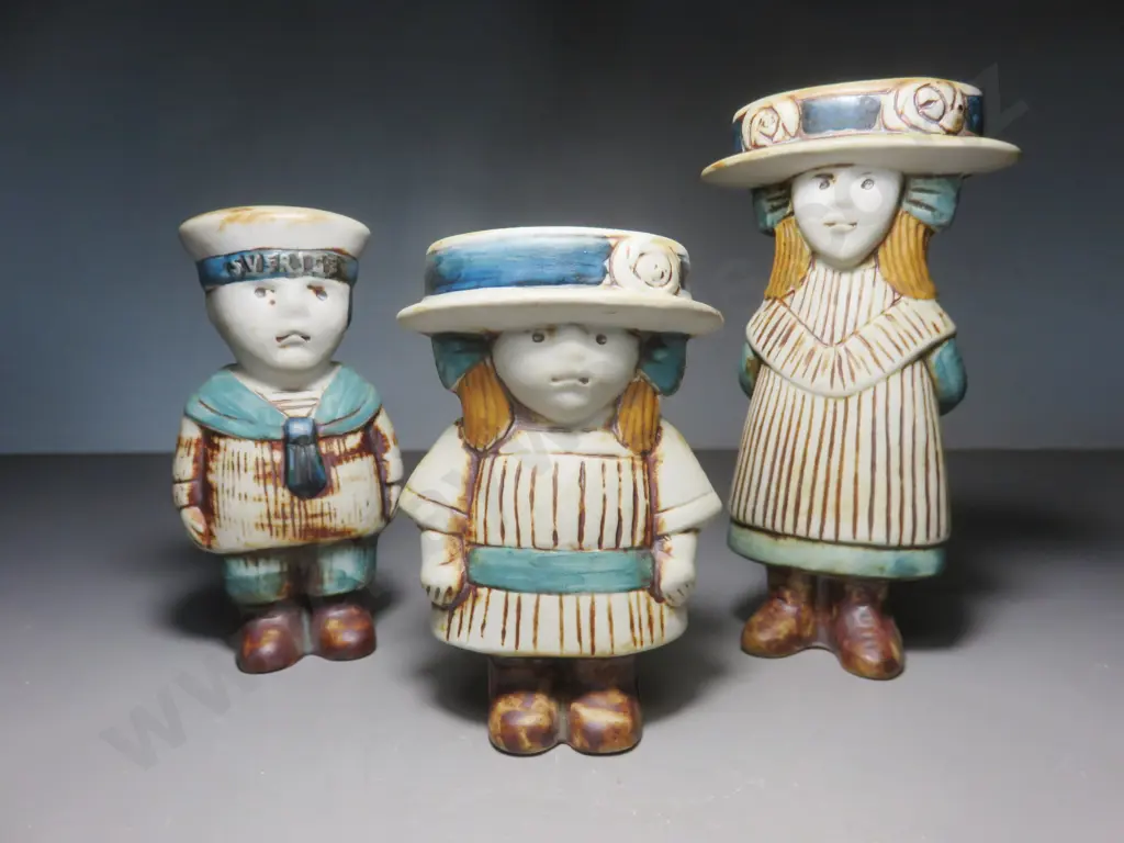 Lisa Larson for Gustavsberg of Sweden trio of children   Image 1++