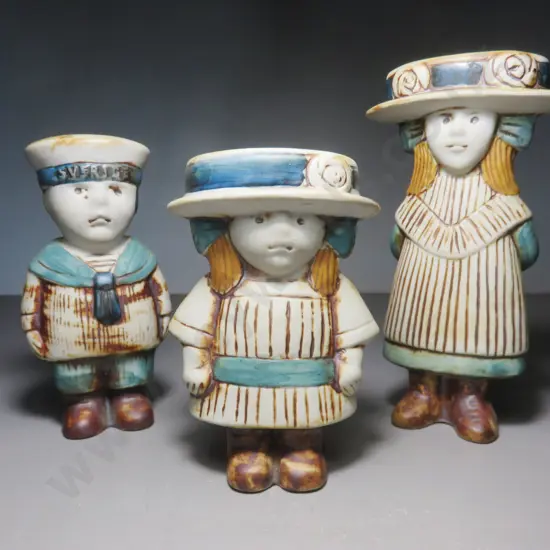 Lisa Larson for Gustavsberg of Sweden trio of children  