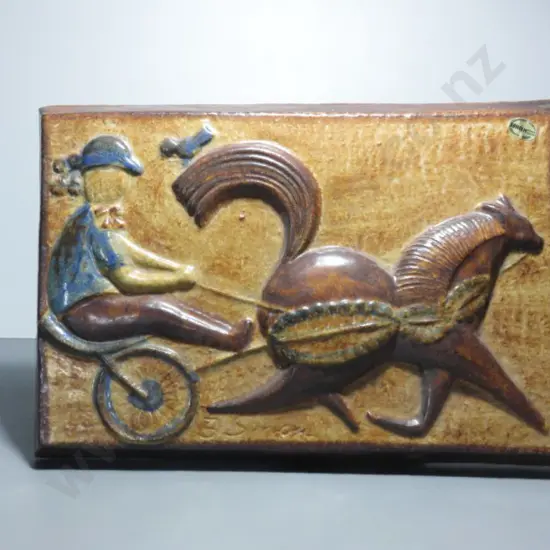 Mid-Century Scandinavian stoneware wall plaque by joseph Simon for the Danish studio Søholm