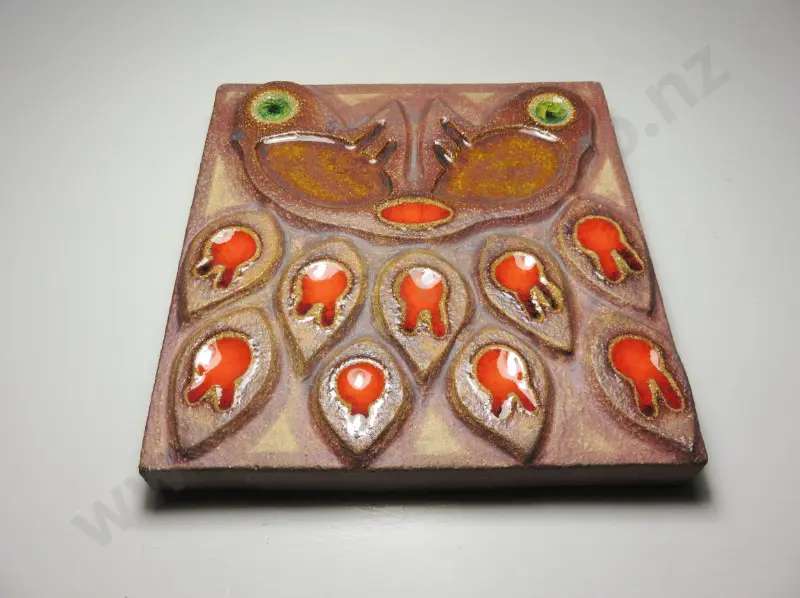 Vintage Scandinavian decorative pottery wall plaque from the Danish studio of Søholm Image 1++