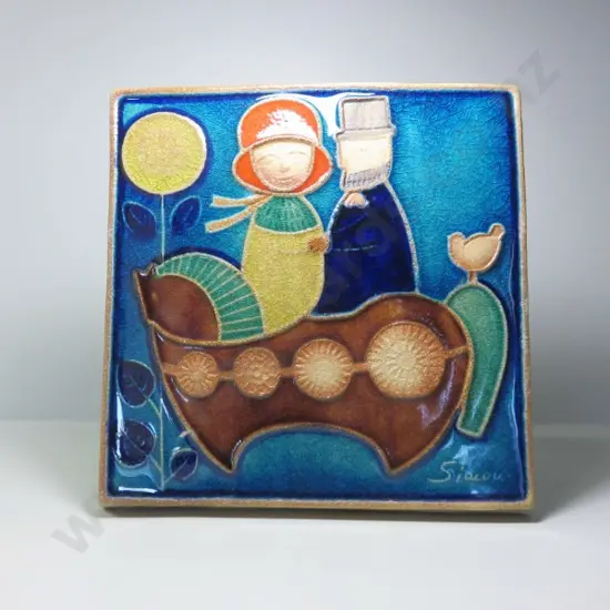 Scandinavian stoneware wall plaque from the Danish studio of Søholm