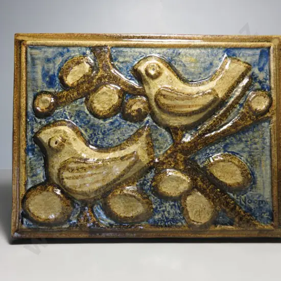 Vintage pottery Scandinavian wall plaque from the Danish studio of Søholm