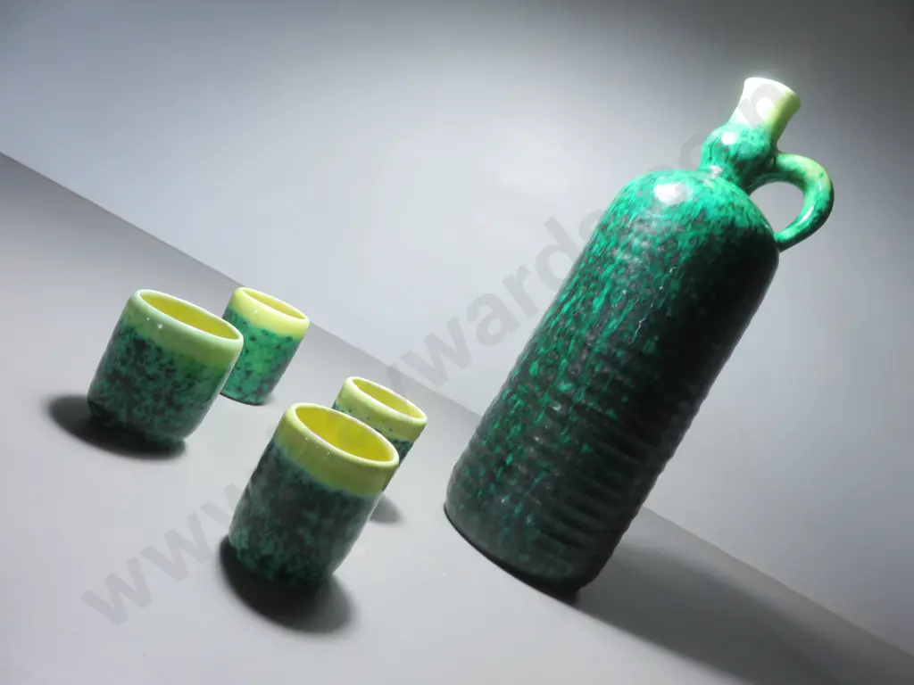 Mid-century Italian pottery drinks decanter set Image 1++