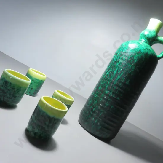 Mid-century Italian pottery drinks decanter set