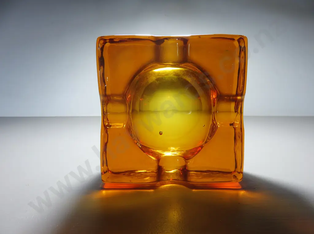Rare mid-century Whitefriars Glass solid cubed ashtray Image 1++