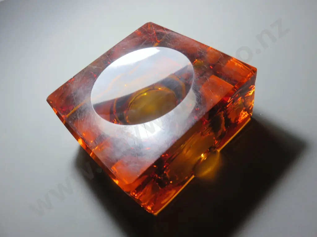 Rare mid-century Whitefriars Glass solid cubed ashtray Image 1++