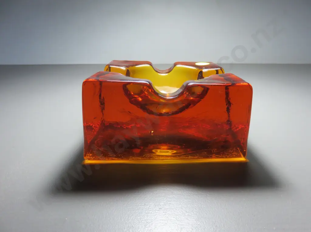 Rare mid-century Whitefriars Glass solid cubed ashtray Image 1++