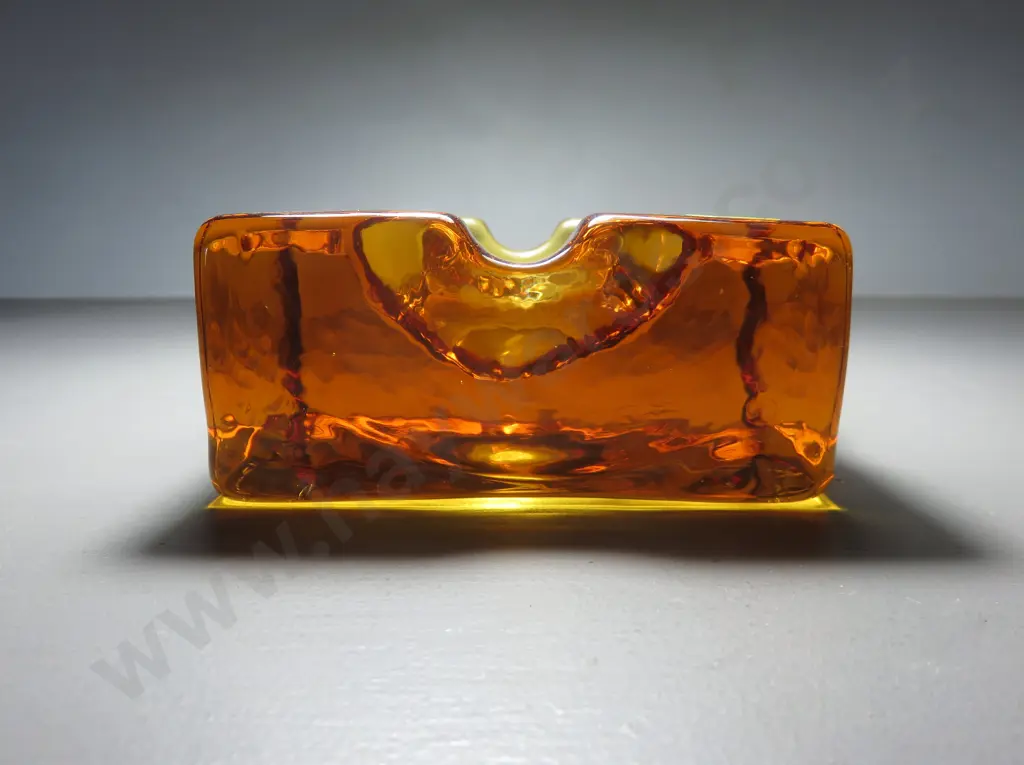 Rare mid-century Whitefriars Glass solid cubed ashtray Image 1++