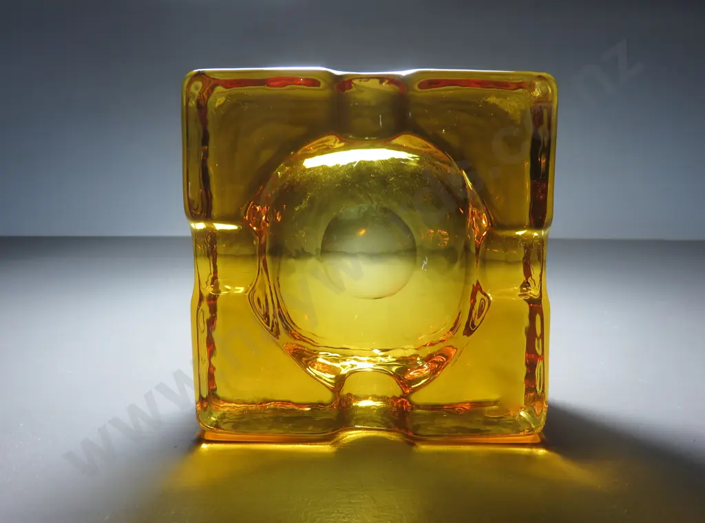 Rare mid-century Whitefriars Glass solid cubed ashtray Image 1++