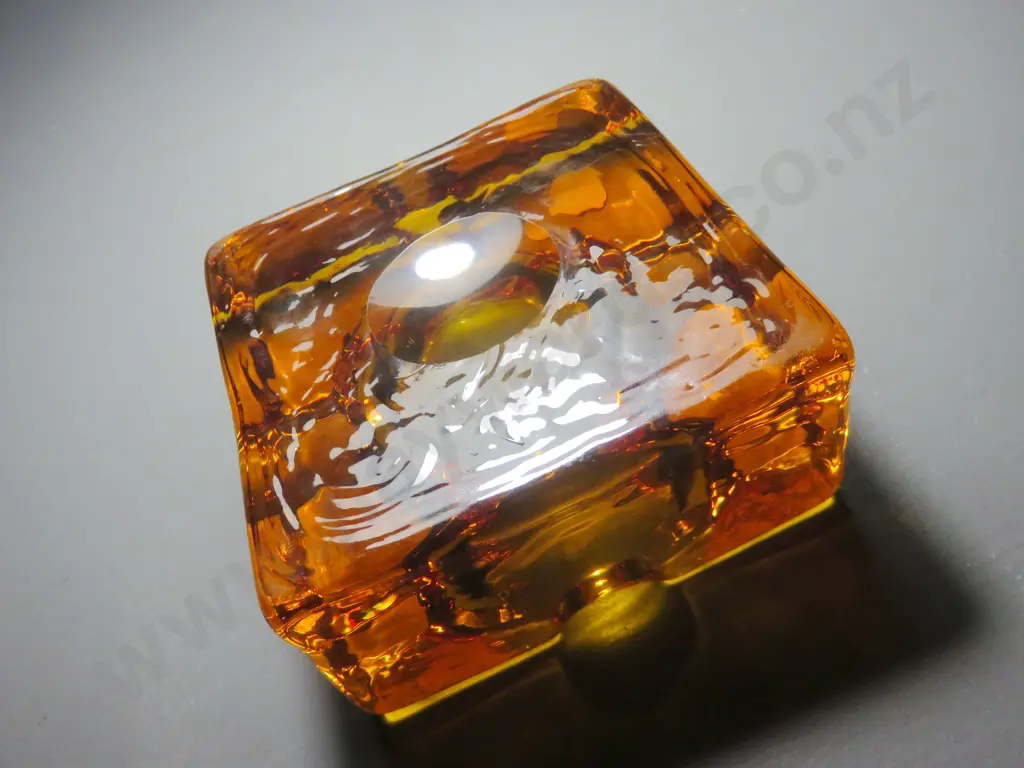 Rare mid-century Whitefriars Glass solid cubed ashtray Image 1++