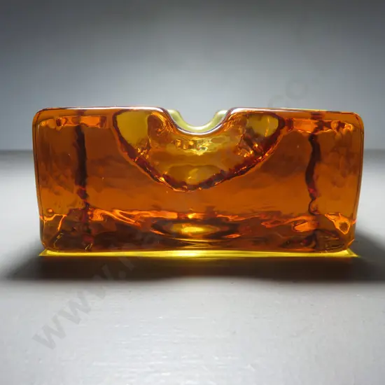 Rare mid-century Whitefriars Glass solid cubed ashtray