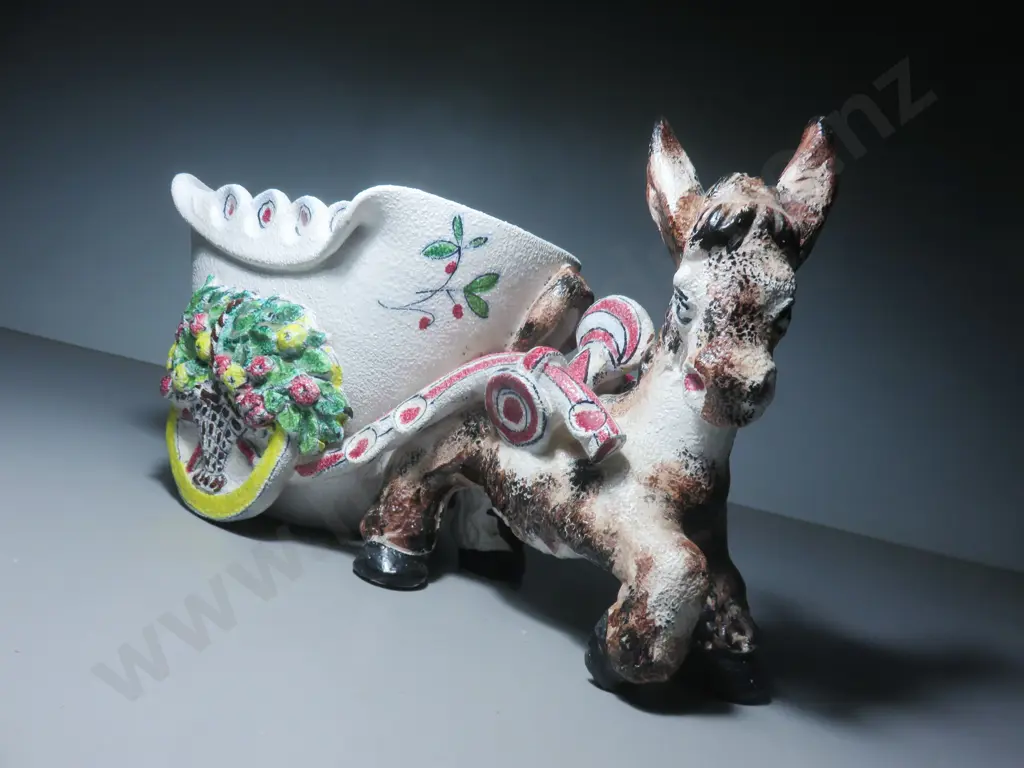 Oversized mid-century Italian Donkey and Cart Sculpture Image 1++