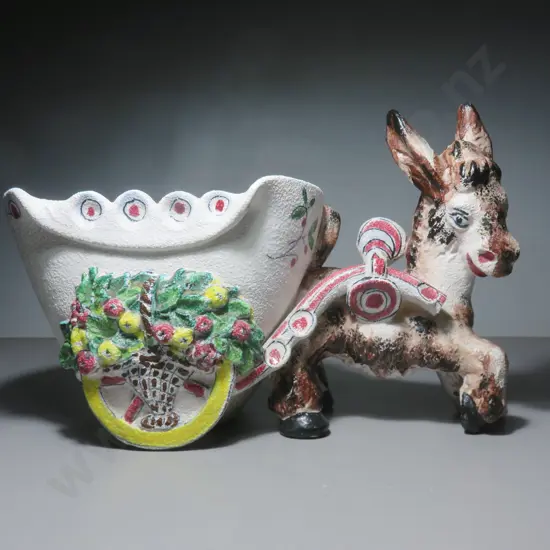 Oversized mid-century Italian Donkey and Cart Sculpture