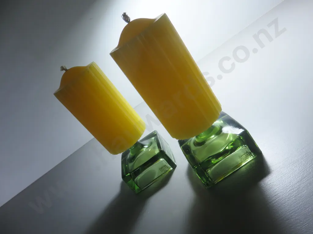 Matched pair of vintage Scandinavian Dansk Designs Art Glass Candle Holders Image 1++