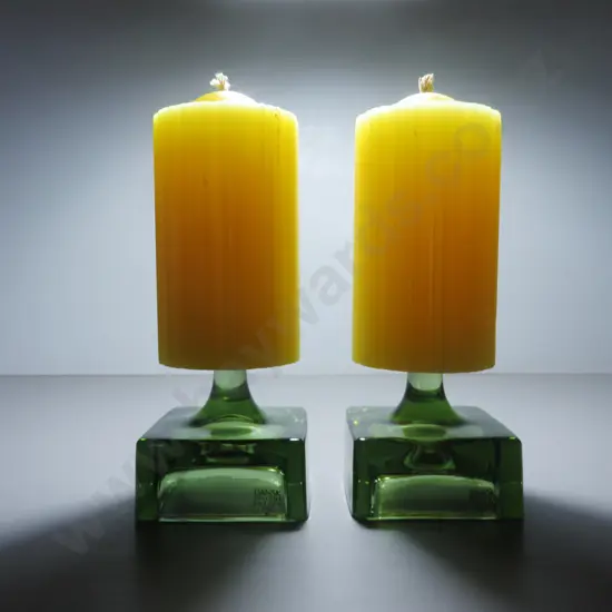 Matched pair of vintage Scandinavian Dansk Designs Art Glass Candle Holders