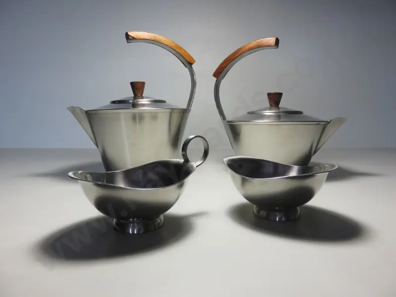 Superb mid-century Danish stainless steel with rosewood trim tea / coffee service Image 1++