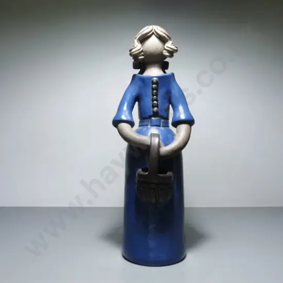 Huge period Scandinavian female folk art pottery figure from the Swedish studio of 
Elbogen, Malmö