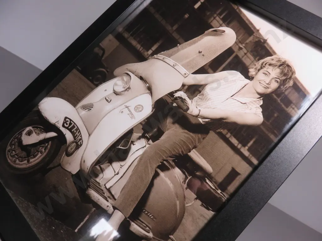 Reproduction Photographic print featuring a 1960’s British Female Scooter Rider Image 1++