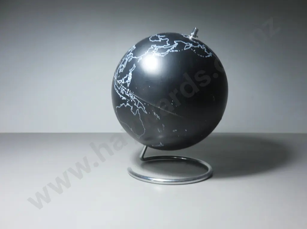 Contemporary black globe on metal chromed stand Image 1++