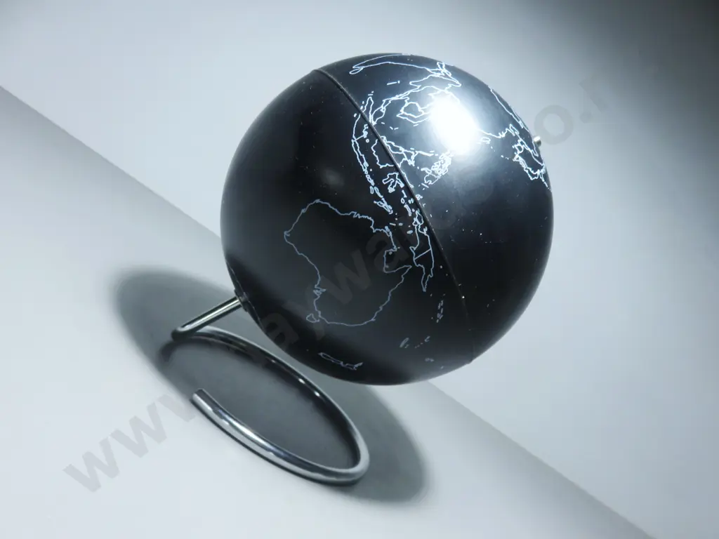 Contemporary black globe on metal chromed stand Image 1++