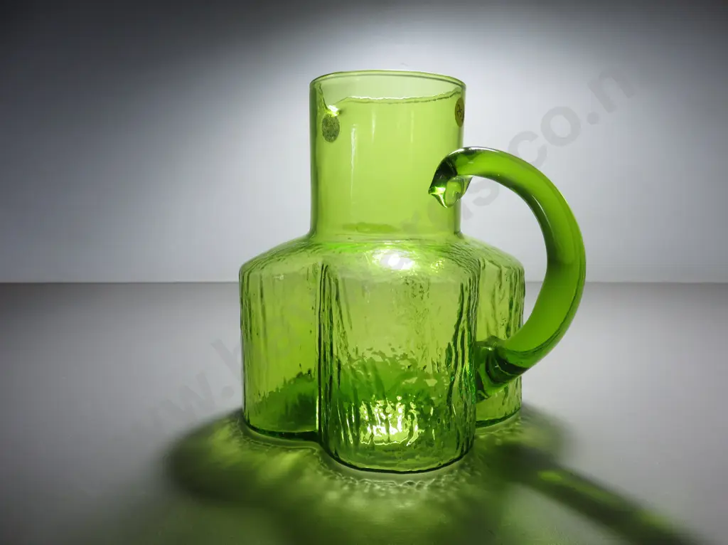Vintage Lime green art glass pitcher by Royal Leerdam of Holland Image 1++