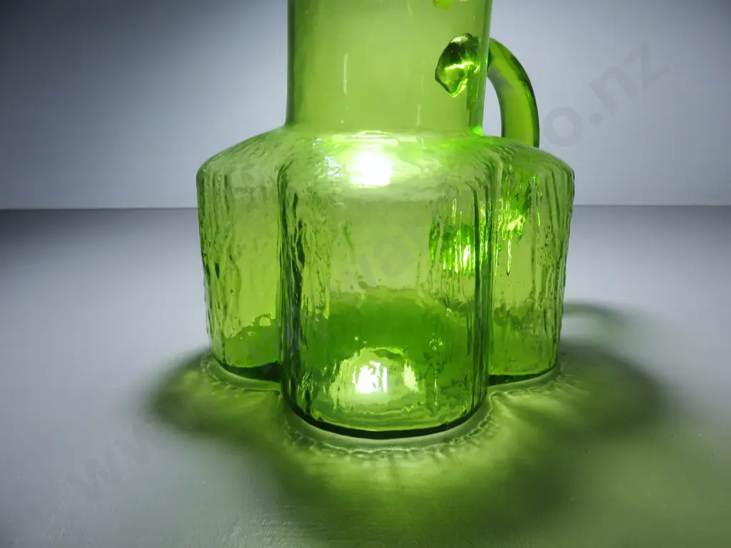 Vintage Lime green art glass pitcher by Royal Leerdam of Holland Image 1++