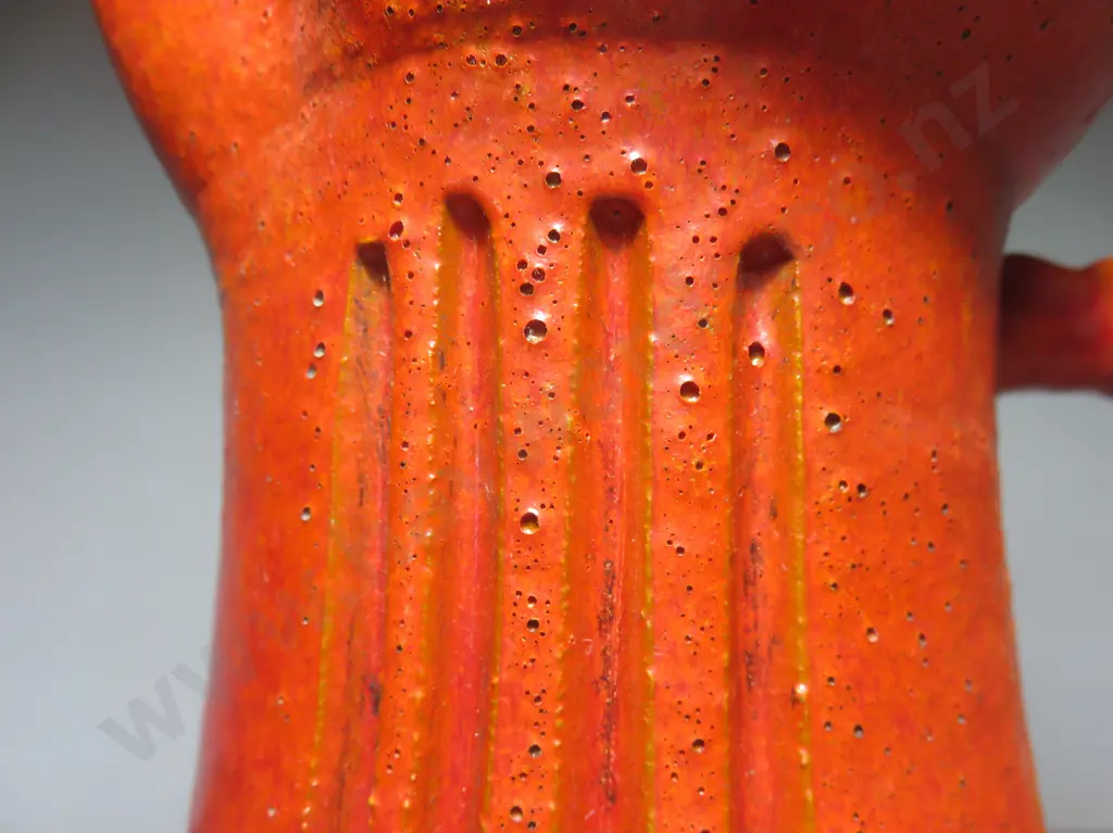 Mid-century heavily carved Italian studio potted pitcher Image 1++