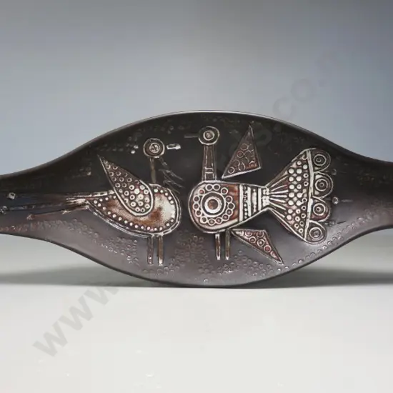 Mid-Century Scandinavian pottery vessel featuring two stylised birds in classic period form
