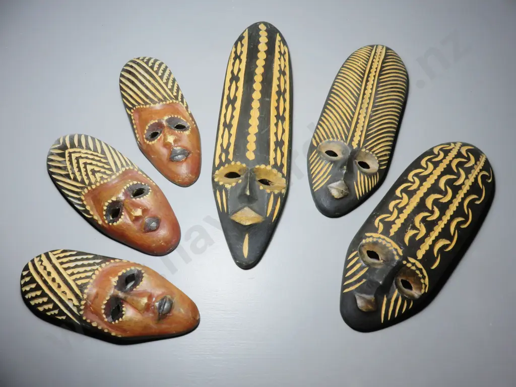 Six vintage tribal wall masks Image 1++