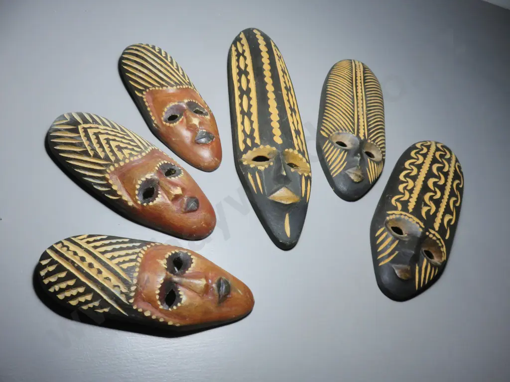 Six vintage tribal wall masks Image 1++