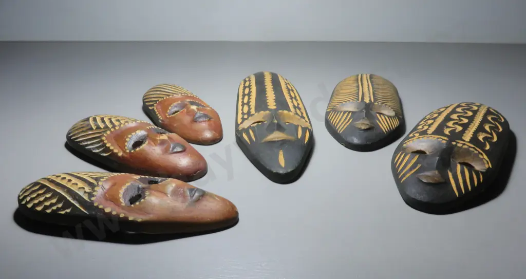 Six vintage tribal wall masks Image 1++