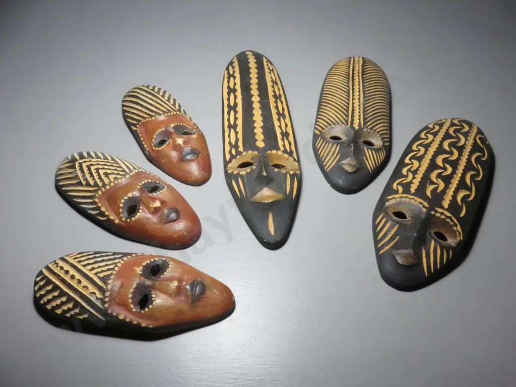 Six vintage tribal wall masks Image 1++