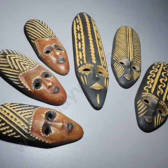 Six vintage tribal wall masks